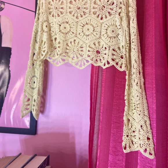 Rebellion Parakeet Yellow Crochet Clothing for Women Sweater Top - Picture 3 of 3